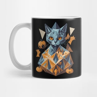 Geometric Halloween Cat Mug